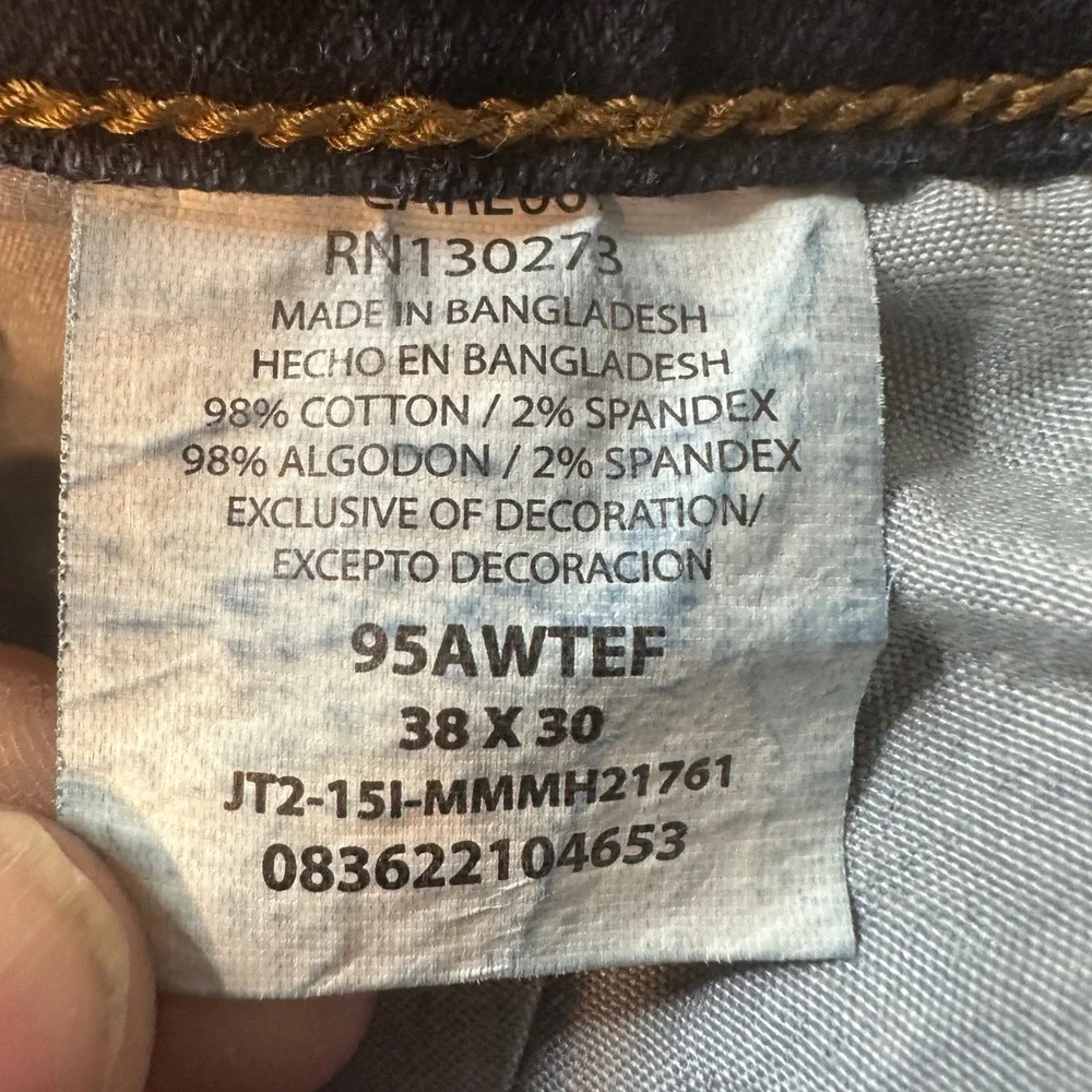 Lee Jeans Mens 38x30 Blue Crafted by Lee Straight Leg Stretch Dark Wash Denim